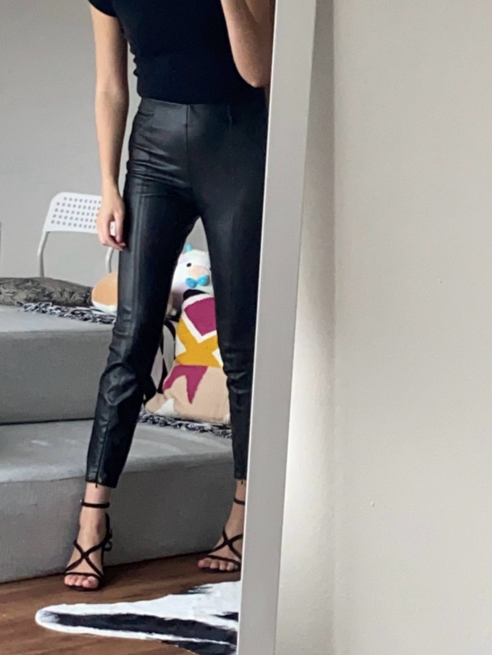 Zara Black Faux Leather Skinny Ankle Pants